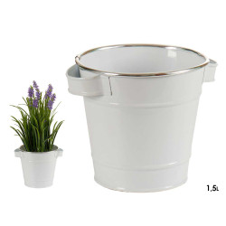 CUBO METAL BLANCO FILO PLATA