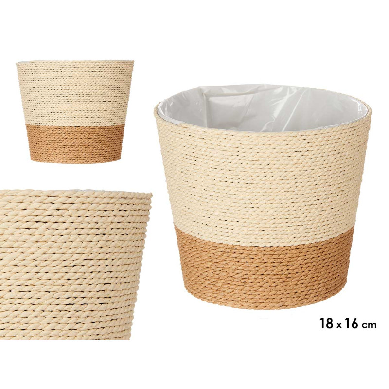 VASO CORDA 18x16CM CASTANHO NATURAL 