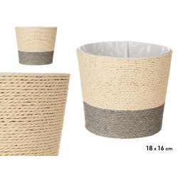18X16CM GREY NATURAL ROPE FLOWER POT 