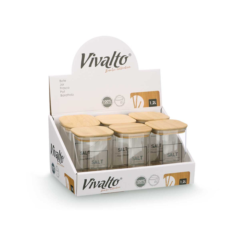 BARATTOLO QUADR BOROSIL TAPPO BAMBU SALE 1,2L