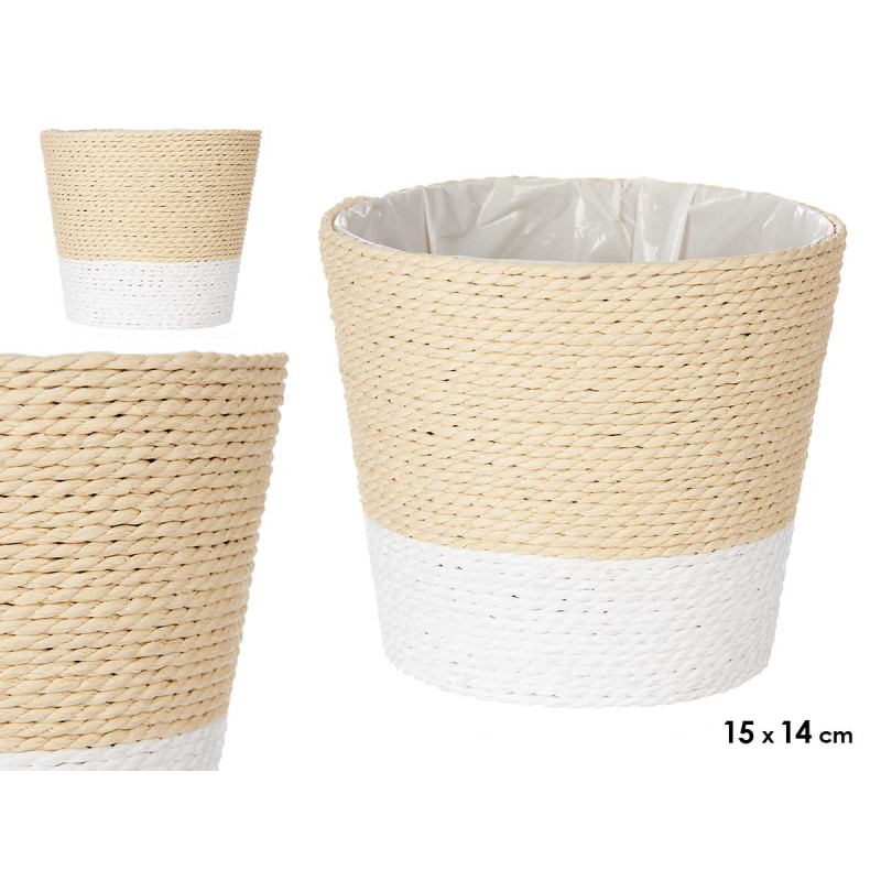 15X14CM NATURAL WHITE ROPE FLOWER POT 