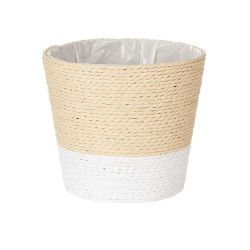 VASO CORDA 15X14CM BRANCO NATURAL 