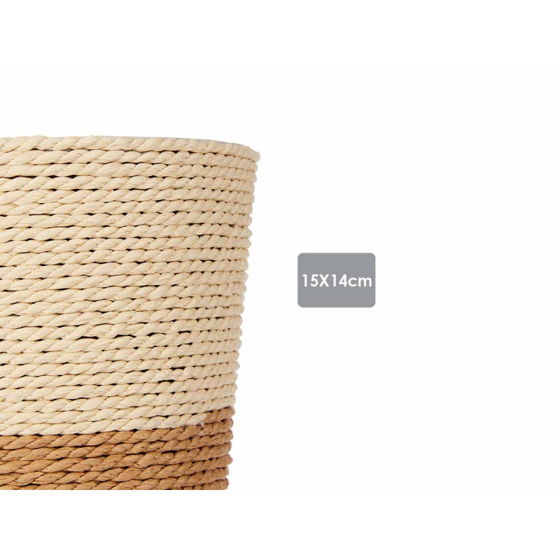 VASO CORDA 15X14CM CASTANHO NATURAL 