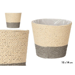 VASO CORDA 15X14CM CINZENTO NATURAL 