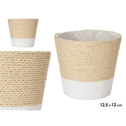 12,5X12CM NATURAL WHITE ROPE FLOWER POT 