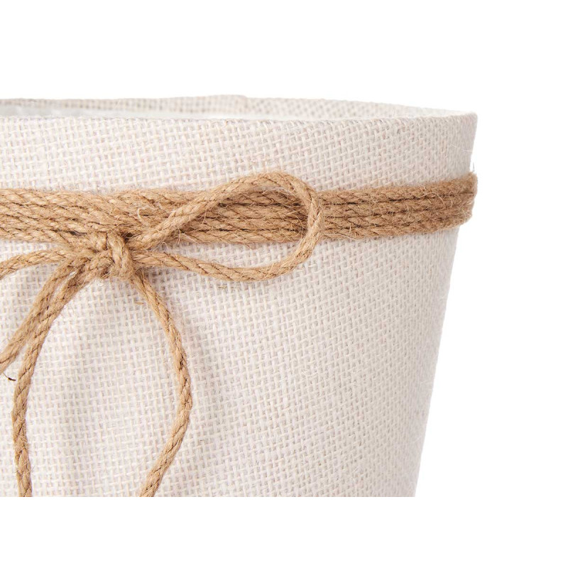 18X16CM WHITE FABRIC FLOWER POT WITH BOW 