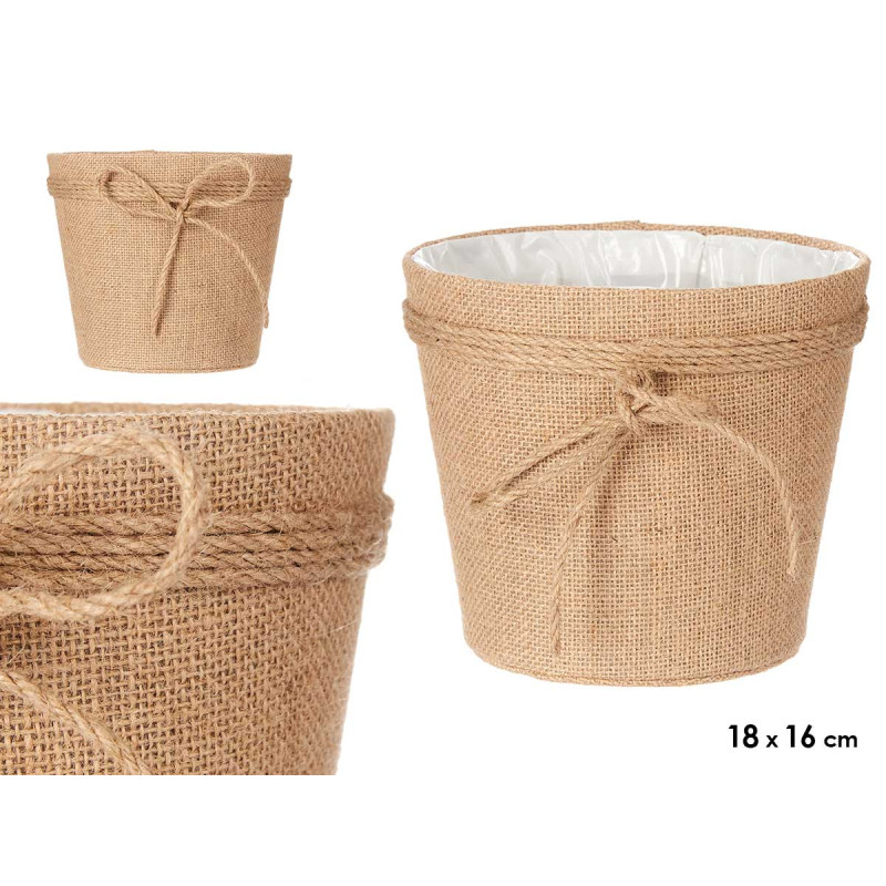 VASO TECIDO COM LAÇO 18x16CM CASTANHO  