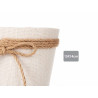 15X14CM WHITE FABRIC FLOWER POT WITH BOW  