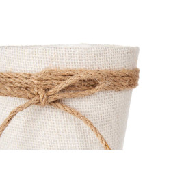 POT DE FLEURS TOILE AVEC RUBAN 12,5X12CM BLANC 