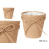 POT DE FLEURS TOILE AVEC RUBAN 12,5X12CM MARRON 