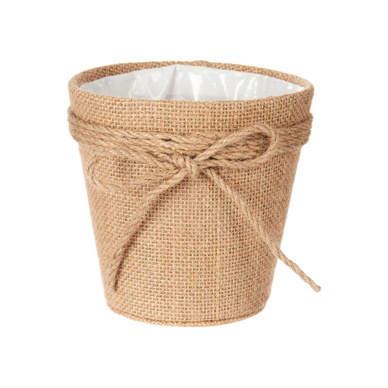 MACETERO TELA CON LAZO 12,5X12CM MARRON