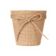 12,5X12CM BROWN FABRIC FLOWER POT WITH BOW  