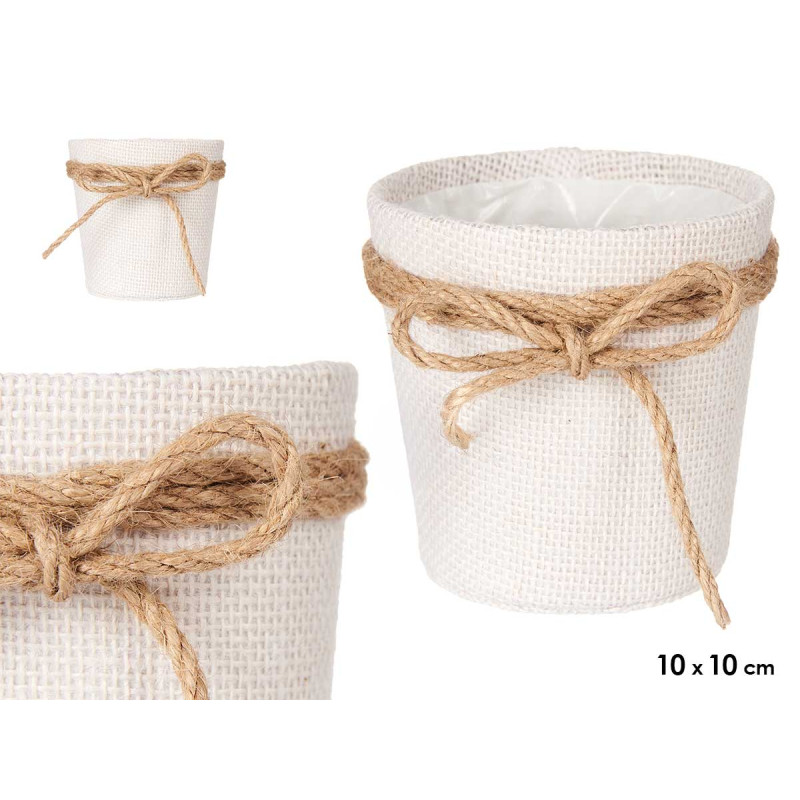 VASO TECIDO COM LAÇO 10X10CM BRANCO  