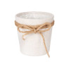 10X10CM WHITE FABRIC FLOWER POT WITH BOW 