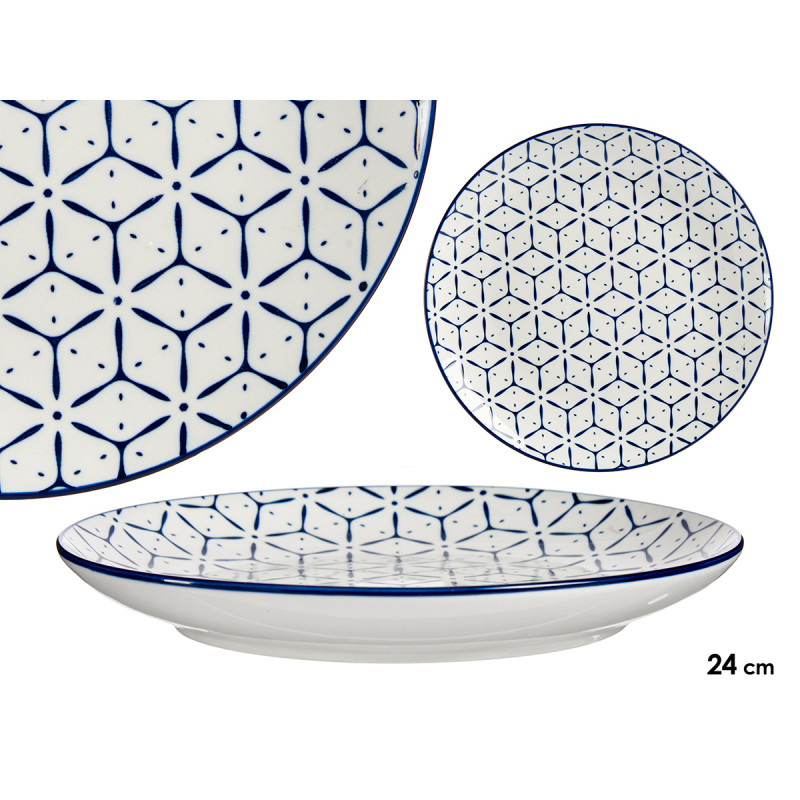 PLATO LLANO 24CM GRIEGO AZUL