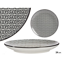PLATO LLANO 24CM GEOMETRICO NEGRO