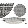PLATO LLANO 24CM GEOMETRICO NEGRO