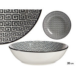ASSIETTE CREUSE 20CM GEOMETRIQUE NOIR