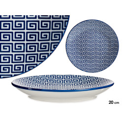 ASSIETTE DESSERT 20CM GEOMETRIQUE BLEU