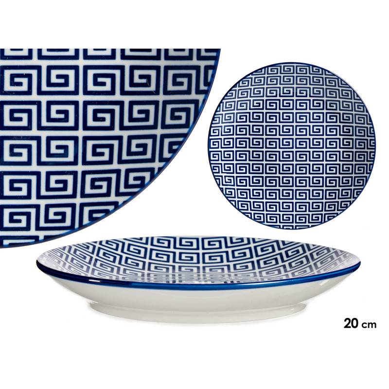PRATO SOBREMESA 20CM GEOMÉTRICO AZUL 
