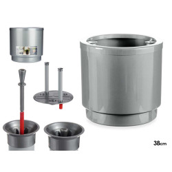 MACETA PLASTICO CON RESERVA AGUA 38CM PLATA