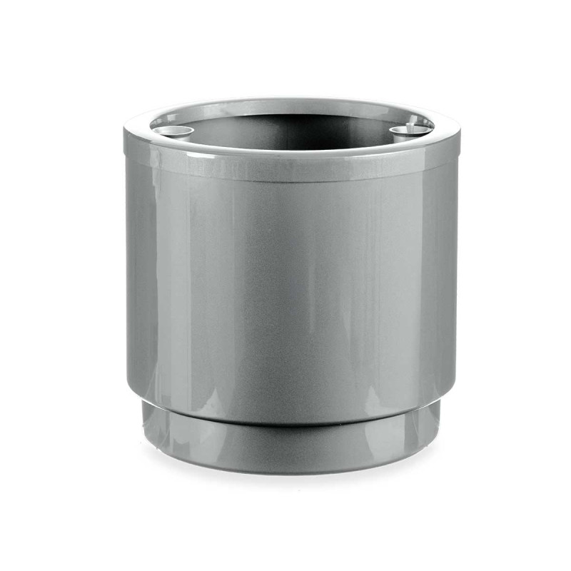 MACETA PLASTICO CON RESERVA AGUA 38CM PLATA
