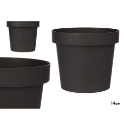 PLASTIC POT ANTHRACITE 14CM DIAM