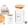 BOTE CUADRADO BOROSILICATO TAPA BAMBU RICE 1,2L