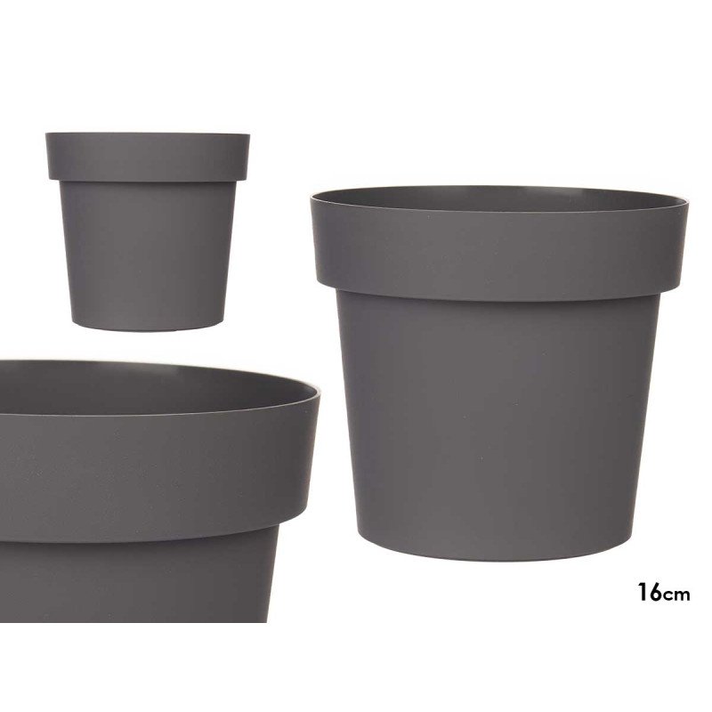 MACETA PLASTICO GRIS 16CM DIAM