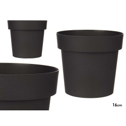 PLASTIC POT ANTHRACITE 16CM DIAM