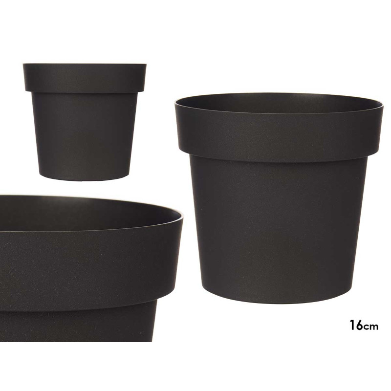 PLASTIC POT ANTHRACITE 16CM DIAM