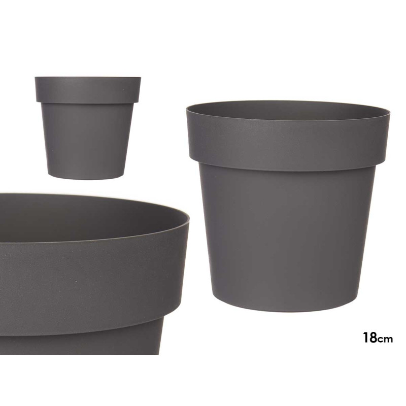 VASO PLASTICA GRIGIO 18CM DIAM