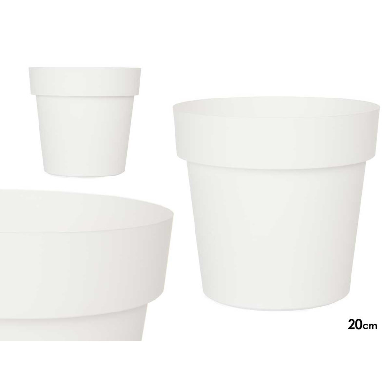 MACETA PLASTICO BLANCA 20CM DIAM