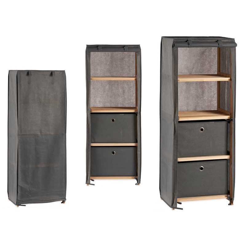 ETAGERE TOILE 2 TIROIRS GRIS