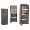 GREY FABRIC SHELF WITH 2 DRAWERS 