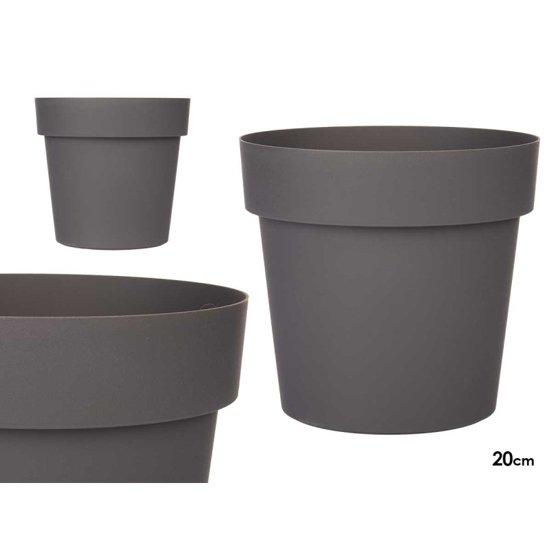 VASO PLASTICA GRIGIO 20CM DIAM