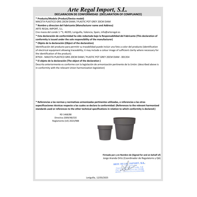 POT EN PLASTIQUE GRIS 20CM DIAM
