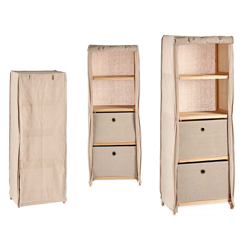 LIBRERIA TELA 2 CASSETTI NATURALE