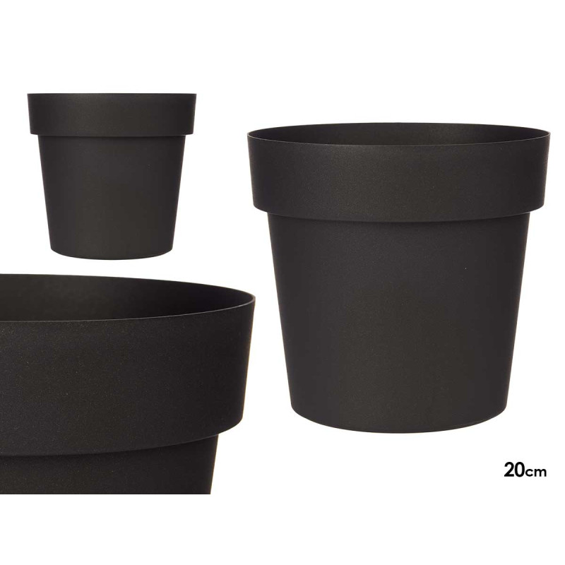 VASO PLASTICA ANTRACITE 20CM DIAM