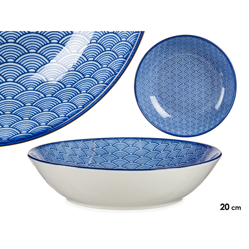ASSIETTE CREUSE 20CM ONDE JAPONAISE BLEU 
