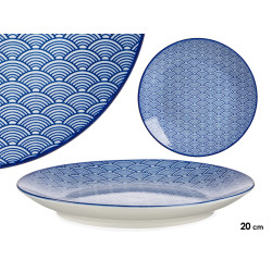 20CM BLUE JAPANESE WAVE DESSERT PLATE 