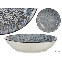 ASSIETTE CREUSE 20CM ONDE JAPONAISE NOIR
