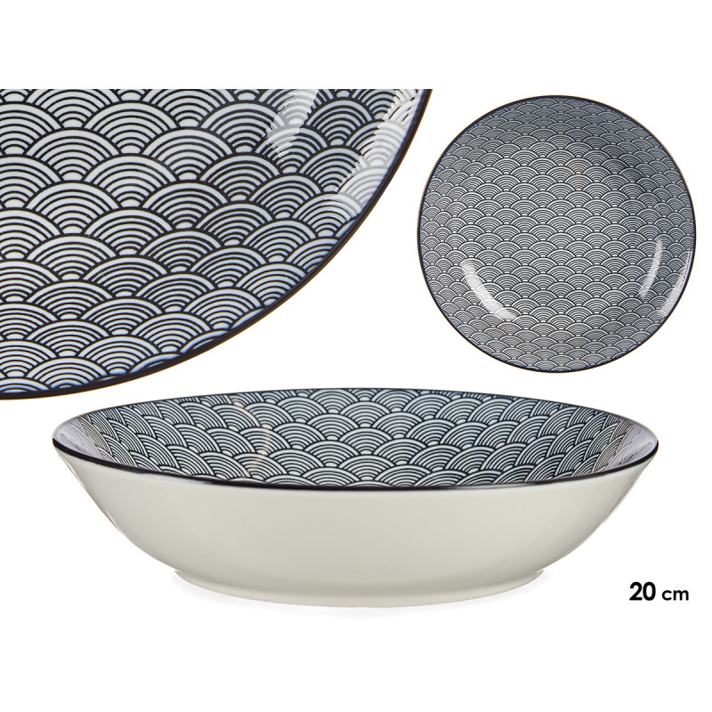 ASSIETTE CREUSE 20CM ONDE JAPONAISE NOIR