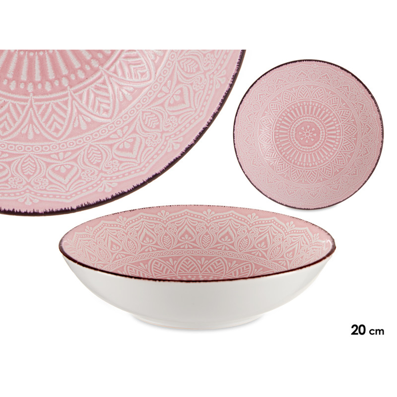 PIATTO RILIEVO FONDO ROSA 20CM