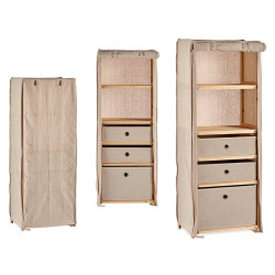 NATURAL FABRIC SHELF WITH 3 DRAWERS 