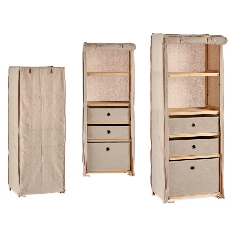 NATURAL FABRIC SHELF WITH 3 DRAWERS 