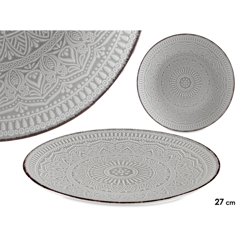 27CM GREY RELIEF PLATE