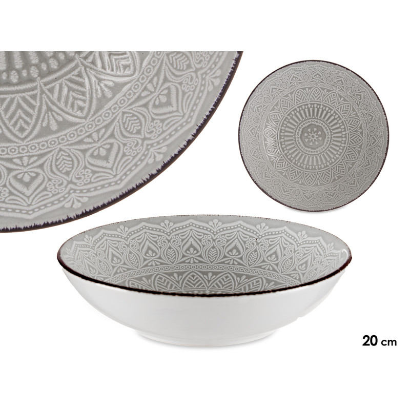 20CM GREY RELIEF SOUP DISH
