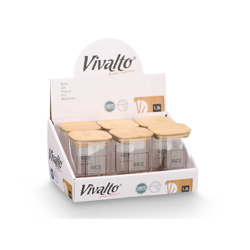 BARATTOLO QUADR BOROSIL TAPPO BAMBU RISO 1,2L