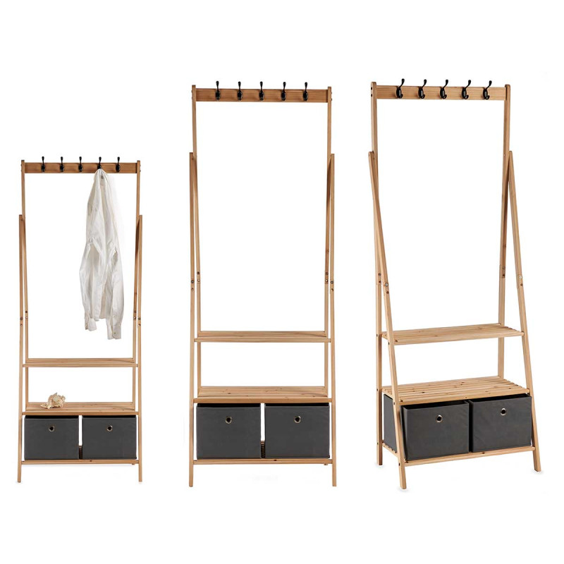 GREY HIGH COAT STAND WITH 2 DRAWERS 